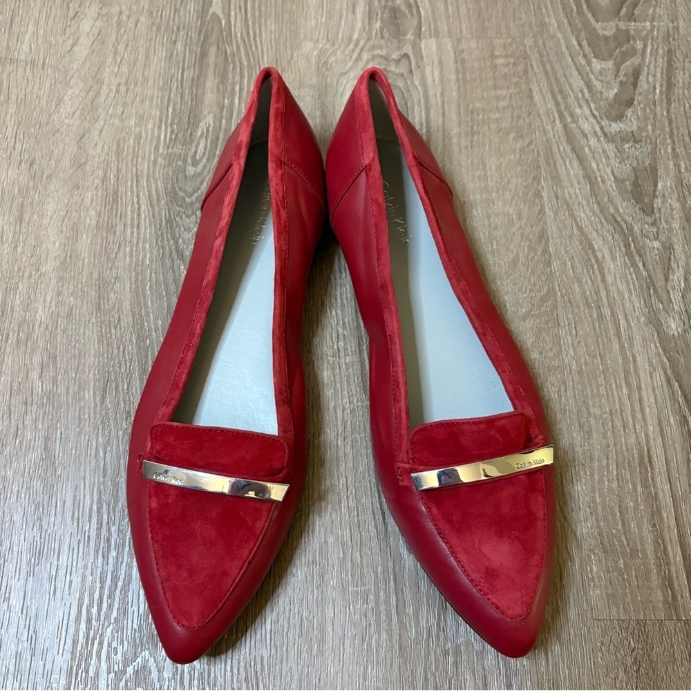 CALVIN KLEIN Red Belicia Loafers Flats Sz 9 Shoes Preppy Classic Ruby Slippers​​